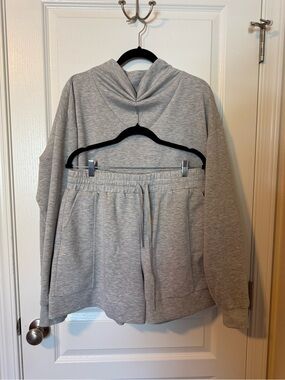 Women's Gray Sweatshirt and Drawstring Shorts Set